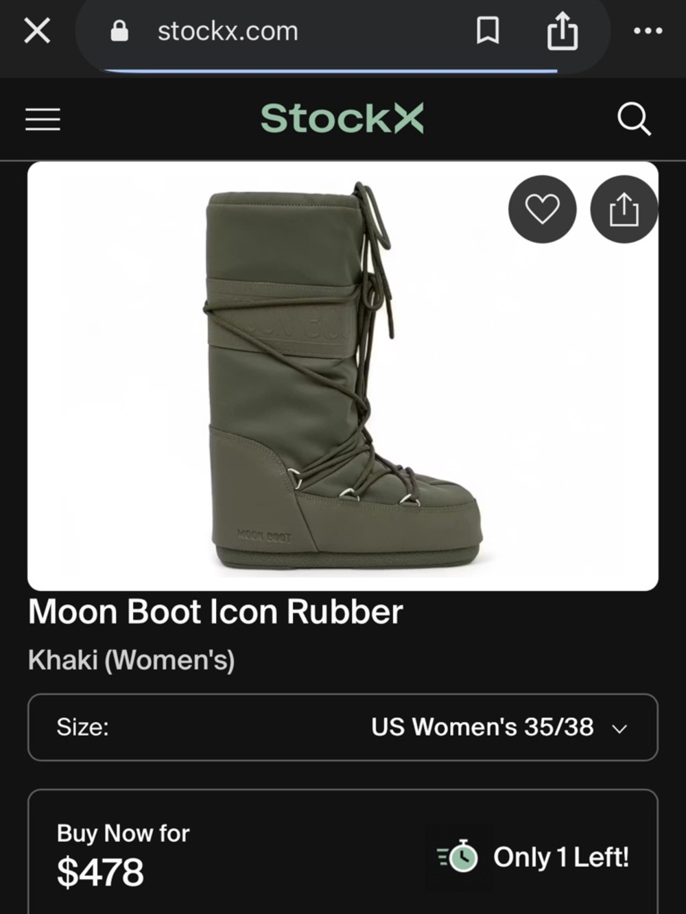 Moon Boot Icon Rubber Khaki Boots - Lace Up Boots- EU 35/38 - Picture 11 of 11